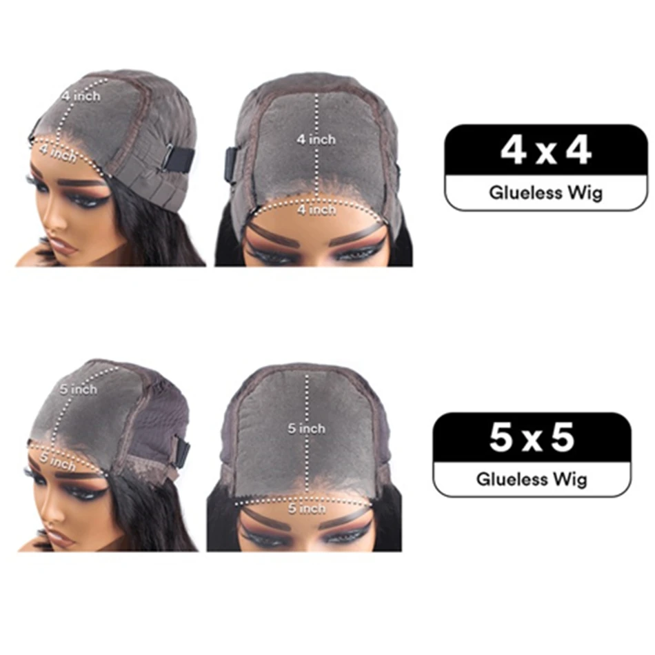 Hair Color: #1B, Density: 180%, Ships From: CHINA, Stretched Length: 20inches - Glueless Wear and Go Bone Straight Lace Front Wigs 4x4 5x5 Pre-Cut Lace Wig Human Hair Ready To Wear Lace Closure Wig For Women