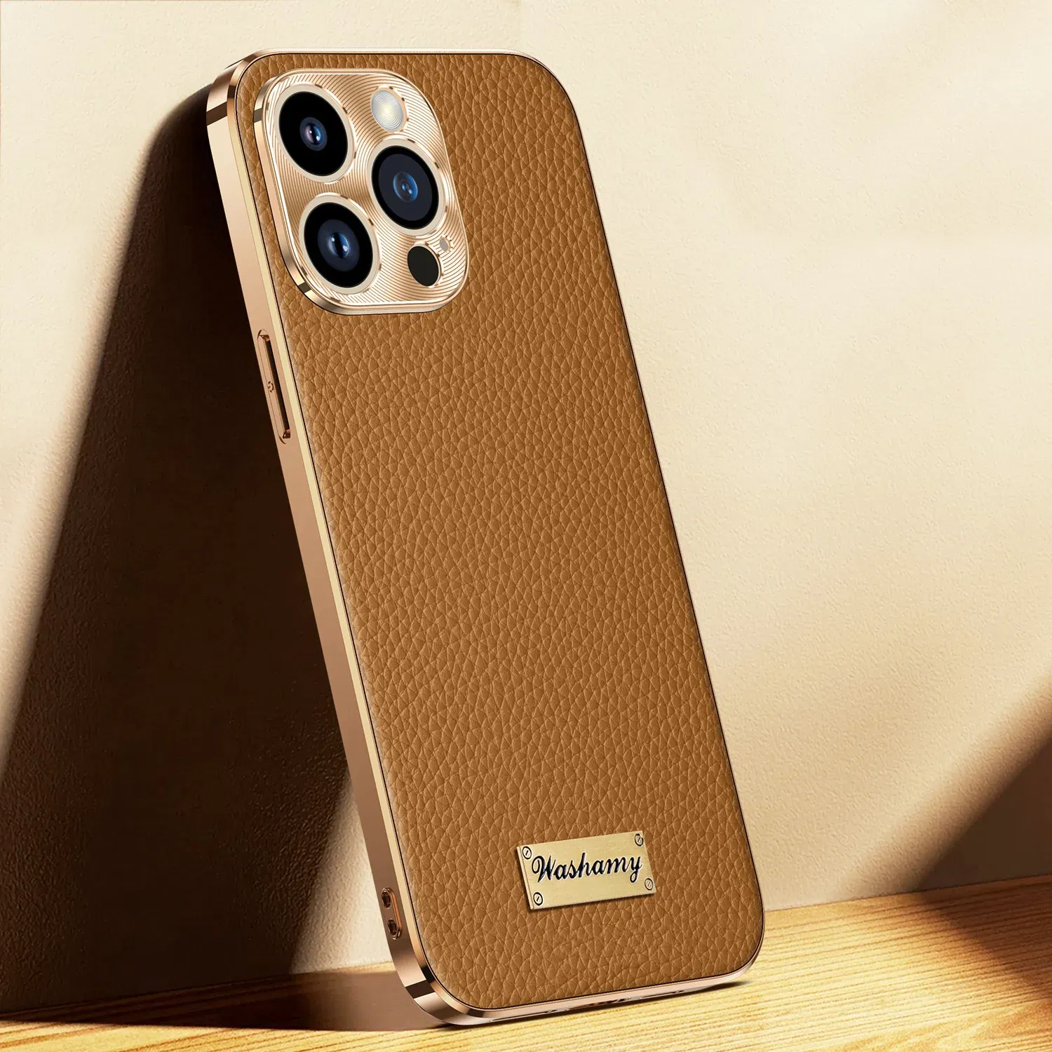 Color: Blue, Compatible-Phone Models: For iPhone 13 - Luxury Genuine Leather Phone Case For iPhone 15 14 13 Pro Max Plating Soft Silicone Frame Shockproof Cover For iPhone 16 Pro Max