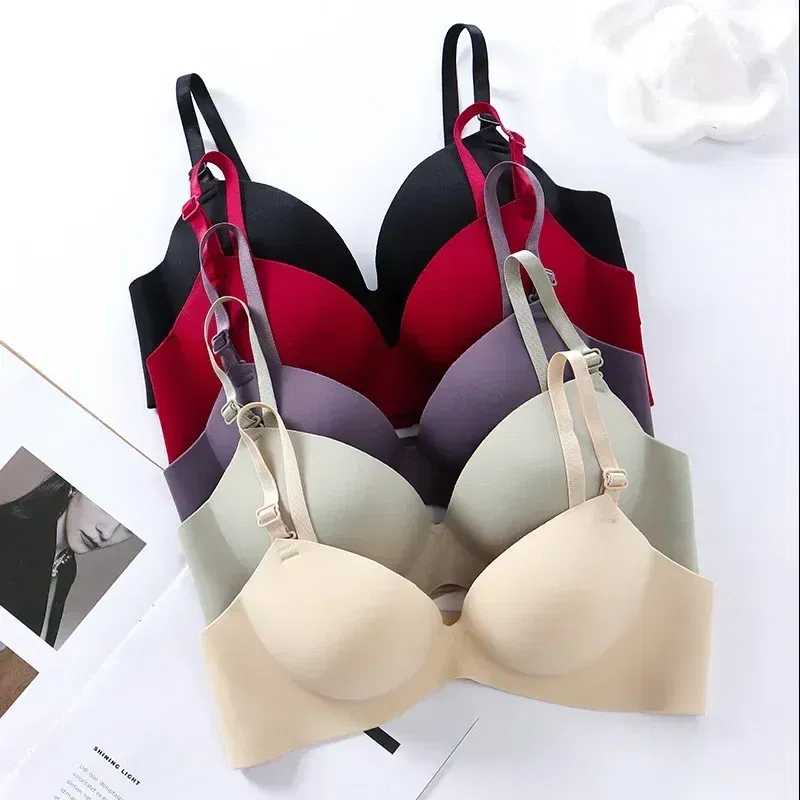 Color: green, Bands Size: 38, Cup Size: A - Women Seamless Bra Sexy Push Up Bralette No Wire Girls Students Breathable Lingerie Fashion 3/4 Cup Wireless Female Lingerie