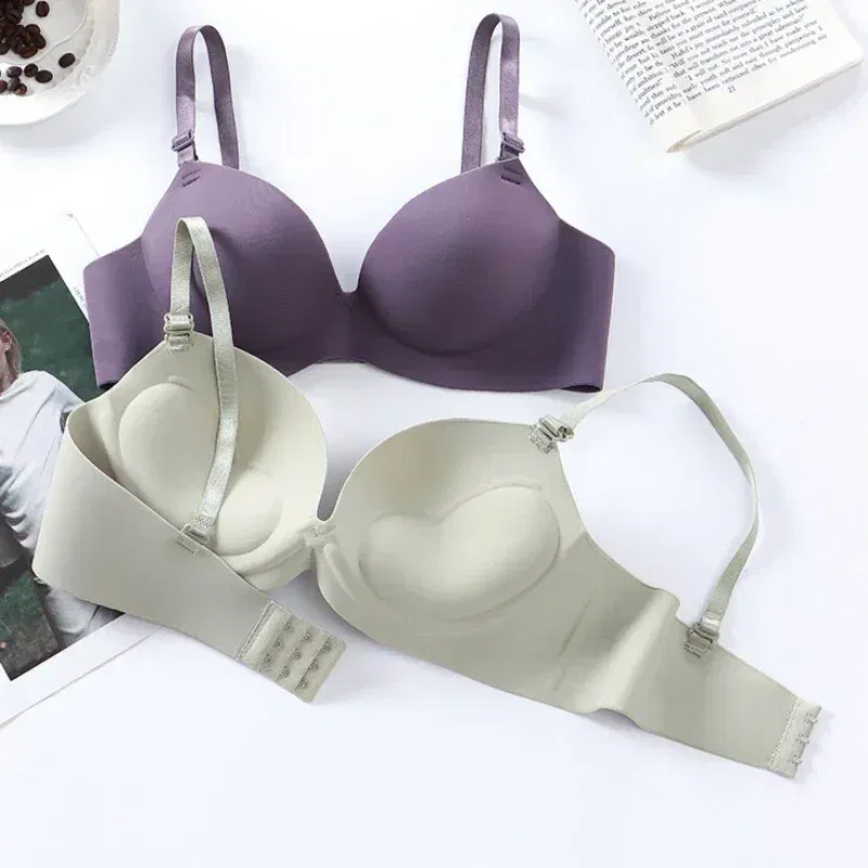 Color: green, Bands Size: 38, Cup Size: A - Women Seamless Bra Sexy Push Up Bralette No Wire Girls Students Breathable Lingerie Fashion 3/4 Cup Wireless Female Lingerie