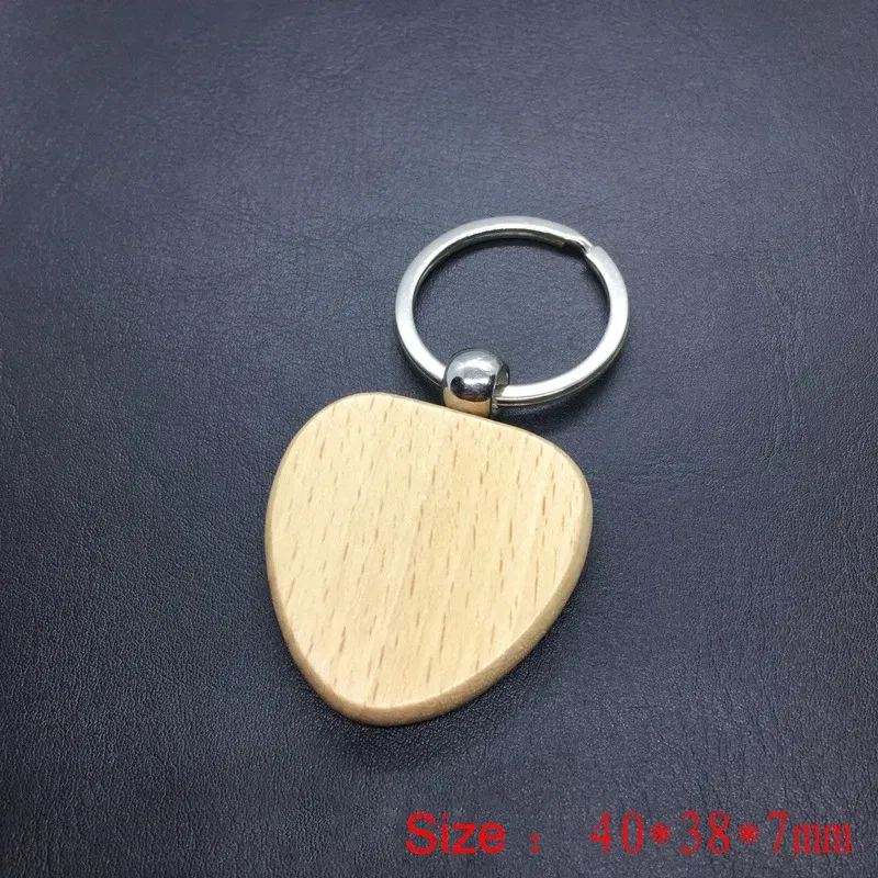 Color: green - 2024 Custom Logo Blank Round Rectangle Wooden Key Chain DIY Promotion Wood Keychains Wedding Gift