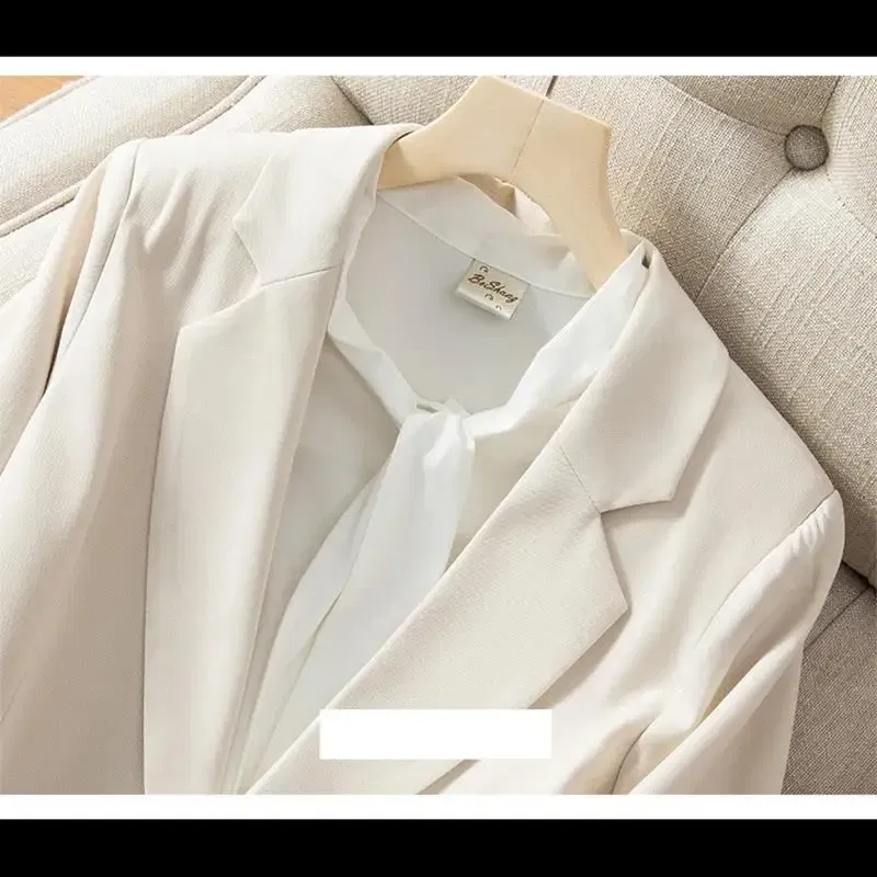 Color: Blue, Size: S, Ships From: CHINA - High End Office Professional Women's Blazer Pants 2-Piece Set Fall Fashion Long Female Jacket Over Business Suit Casual Trousers