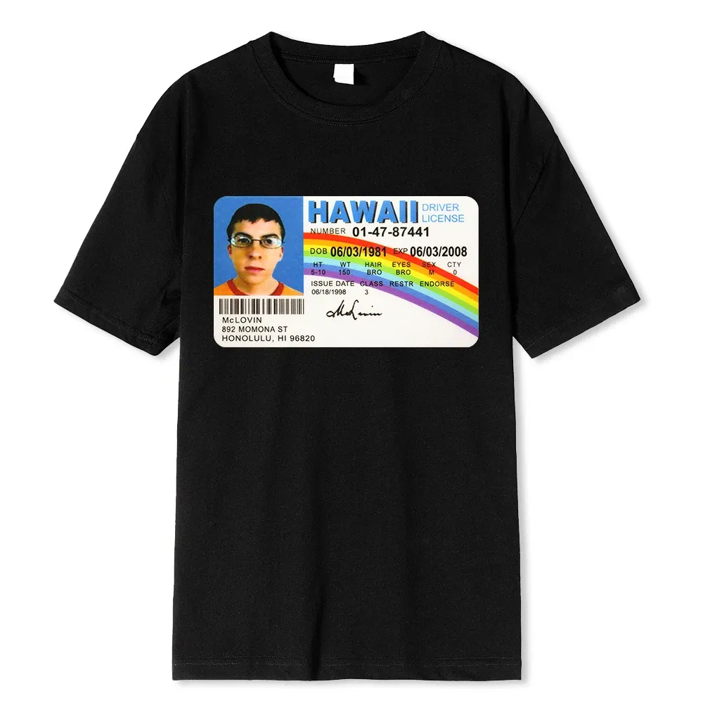 Color: SKY BLUE, Size: M - Homme t Shirt Summer Men t-Shirt Mclovin Id Card Superbad Geek Mens Cotton t-Shirt Unisex t-Shirt Teenagers Cool Soft Clothing