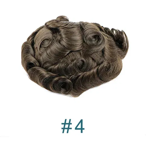Toupee Color: 17#, Toupee Density: 130%, Length: 6 inches, Toupee Size: 8x10, Toupee Design: free - 20MM Curly Brown Black Super Durable Mono Lace&Pu Mens Toupee Wig Human Hair 15mm Capillary Prosthesi Weave Replacement For Male