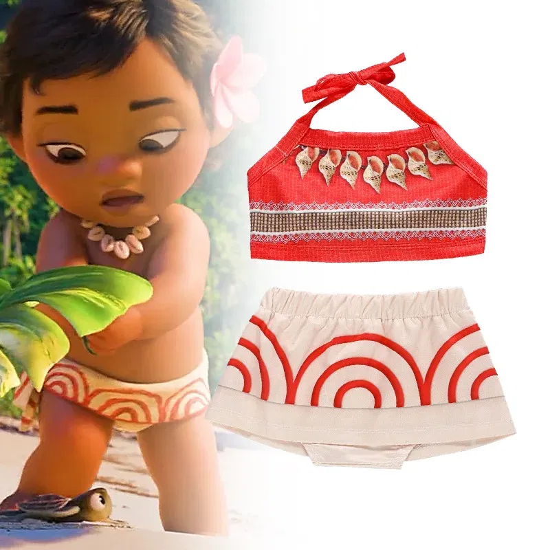 Color: army green, Kid Size: 11 - Little Girls Cospaly DISNEY Moana Kids Two Pcs Set Top +Pants Infant Vaiana Role Play Festival Princess Costume Casual Clothes