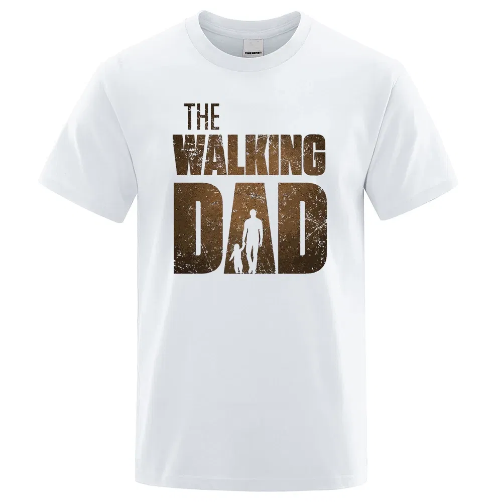 Color: army green, Size: XL - The Walking Dad Funny Street Printed T-Shirts Men Fashion Summer Tshirt Loose Oversized Cotton Short Sleeves Casual Hip Hop Tees