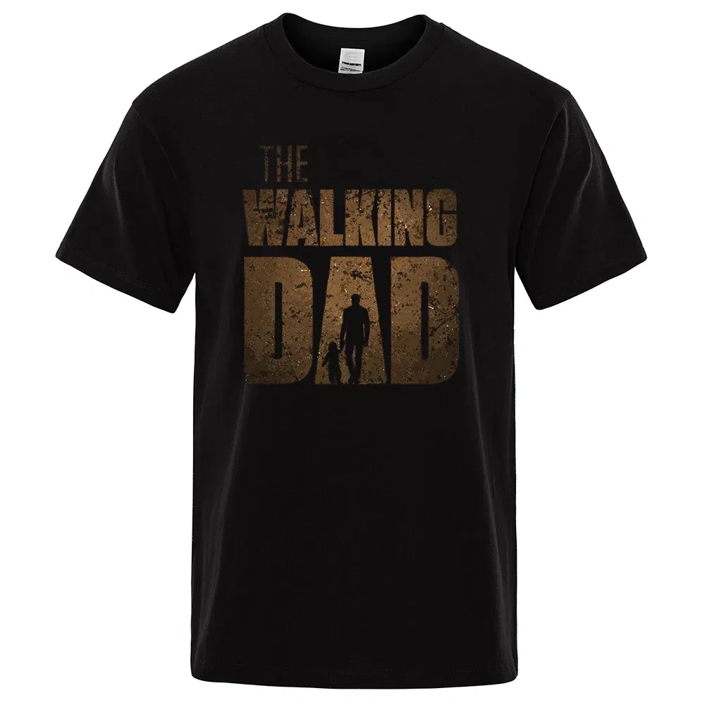 Color: army green, Size: XL - The Walking Dad Funny Street Printed T-Shirts Men Fashion Summer Tshirt Loose Oversized Cotton Short Sleeves Casual Hip Hop Tees