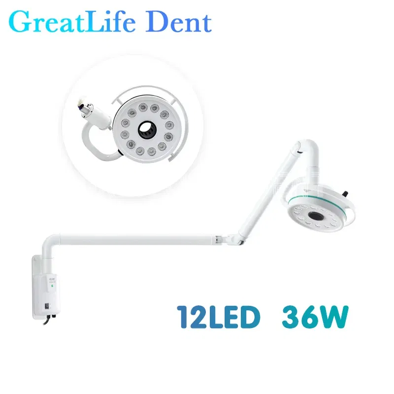 Ships From: CHINA, Color: 6 - GreatLife Dent Wall-Mounted 36w 12Leds Lamp Dental Oral Light For Dentistry Clinic Operation Shadowless Surgical Lamp