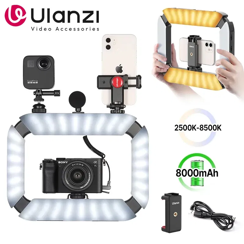 Color: GRAY, Ships From: CHINA - New! Ulanzi U200 U-200 Smartphone Video Rig LED Video Light 2 in 1 Ring Light Cold Shoe for Microphone Tiktok Youtube Live Rig