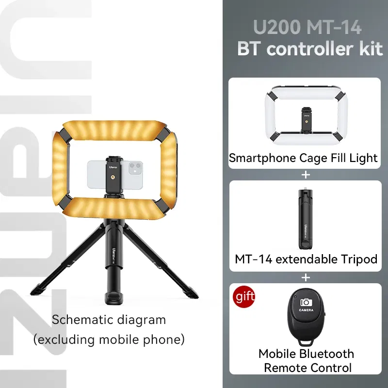 Color: GRAY, Ships From: CHINA - New! Ulanzi U200 U-200 Smartphone Video Rig LED Video Light 2 in 1 Ring Light Cold Shoe for Microphone Tiktok Youtube Live Rig