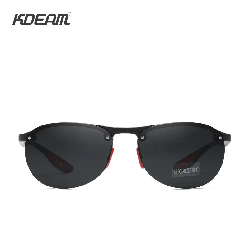 Lenses Color: PURPLE - KDEAM Rimless Oval Men's Sunglasses Polarized TR90 Material Frame TAC Polarization Lense Soft Rubber Foot Cover