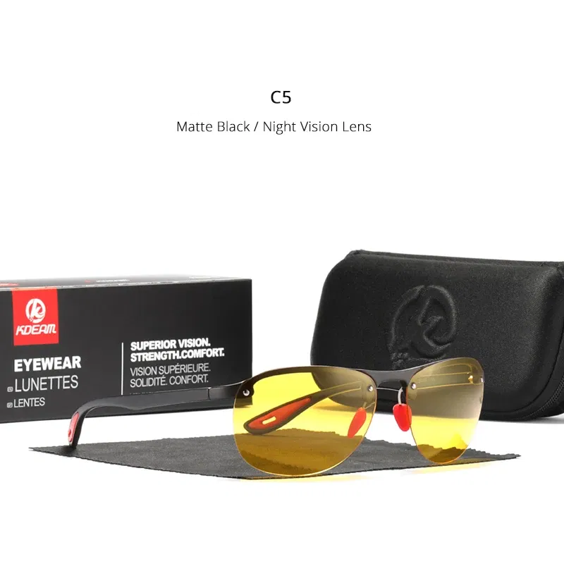 Lenses Color: PURPLE - KDEAM Rimless Oval Men's Sunglasses Polarized TR90 Material Frame TAC Polarization Lense Soft Rubber Foot Cover