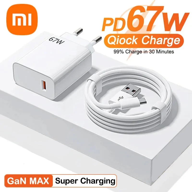 Plug Type: CH - Xiaomi 67W Super Fast Charger USB Type-C PD Interface Charging Fast Charging Phone Charger For iPhone15 Samsung Huawei Data Line