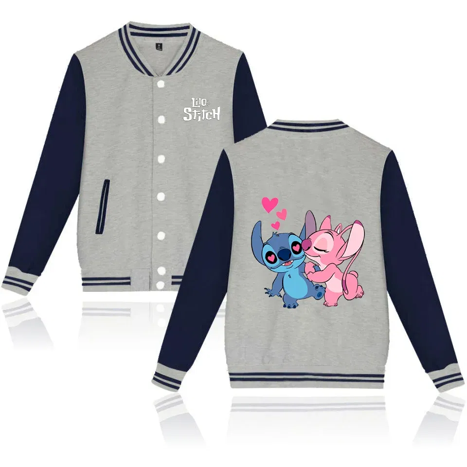 Color: Gold, Size: XXL - Lilo Stitch Baseball Jacket Men Women Hip Hop Harajuku Jackets Streetwear Kids Boys Girls Loose College Coats