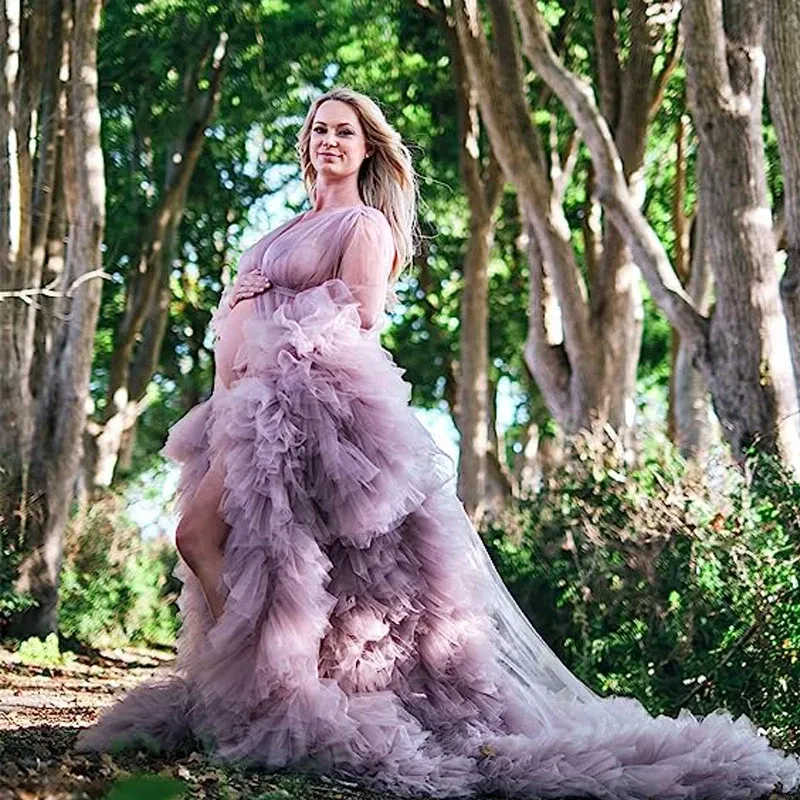 Color: dark blue, Maternity Size: L, Ships From: CHINA - Tulle Long Maternity Dress Photoshoot  п?»?°?‚ь?µ  photography dresses baby shower dresses for pregnant woman  п?»?°?‚ь?µ д?»я ?±?&micr