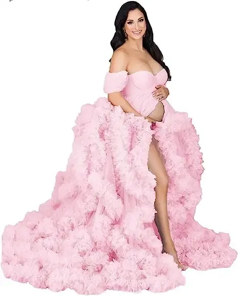 Color: dark blue, Maternity Size: L, Ships From: CHINA - Tulle Long Maternity Dress Photoshoot  п?»?°?‚ь?µ  photography dresses baby shower dresses for pregnant woman  п?»?°?‚ь?µ д?»я ?±?&micr