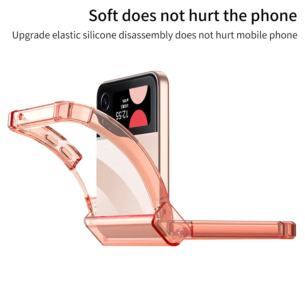 Color: black, Material: ABS - For Samsung Galaxy Z Flip 5 4 3 Magsafe Magnetic Wireless Charging Case Colorful Transparent Folding Hinge Shockproof Hard Cover