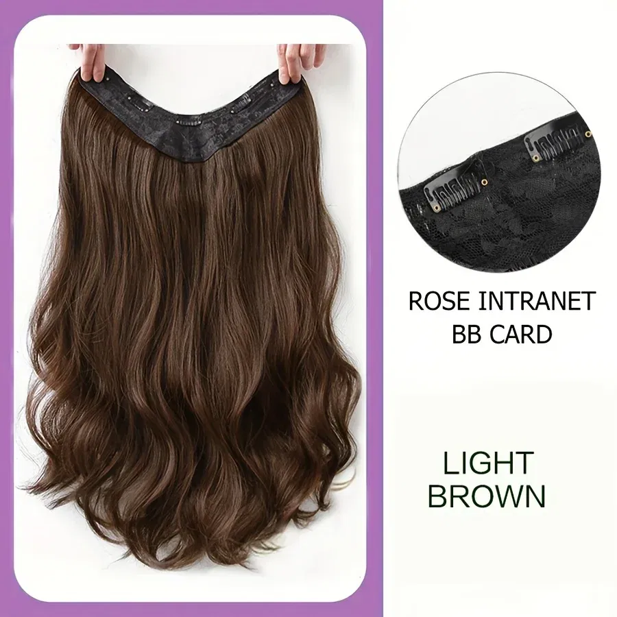 Color: 1B/27HL, Stretched Length: 24inches - Synthetic Long Wavy U-shaped Clip In Hair Extensions 16Inch/20Inch/24inch Clip On Hair Extensions For Women Hair Accessories