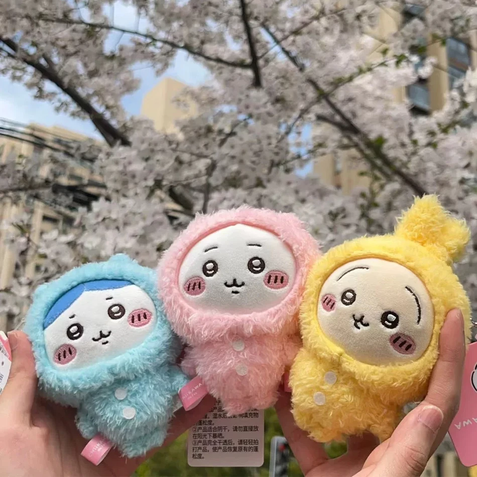 Color: HotPink - MONISO Chiikawa Doll Anime Cute Pajama plush pendant Hachiware Cartoon Bag Pendant Keychain Plush Doll Pendant Toy Birthday Gift
