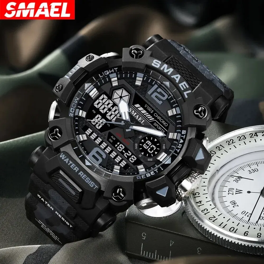 Color: Green - SMAEL New Style 8072MC Digtal Quartz Watch Waterproof Double Display Dial For Men Watch