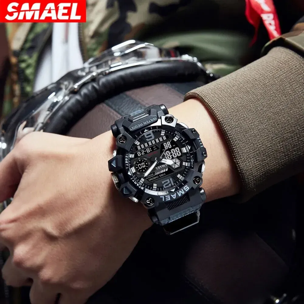 Color: Green - SMAEL New Style 8072MC Digtal Quartz Watch Waterproof Double Display Dial For Men Watch
