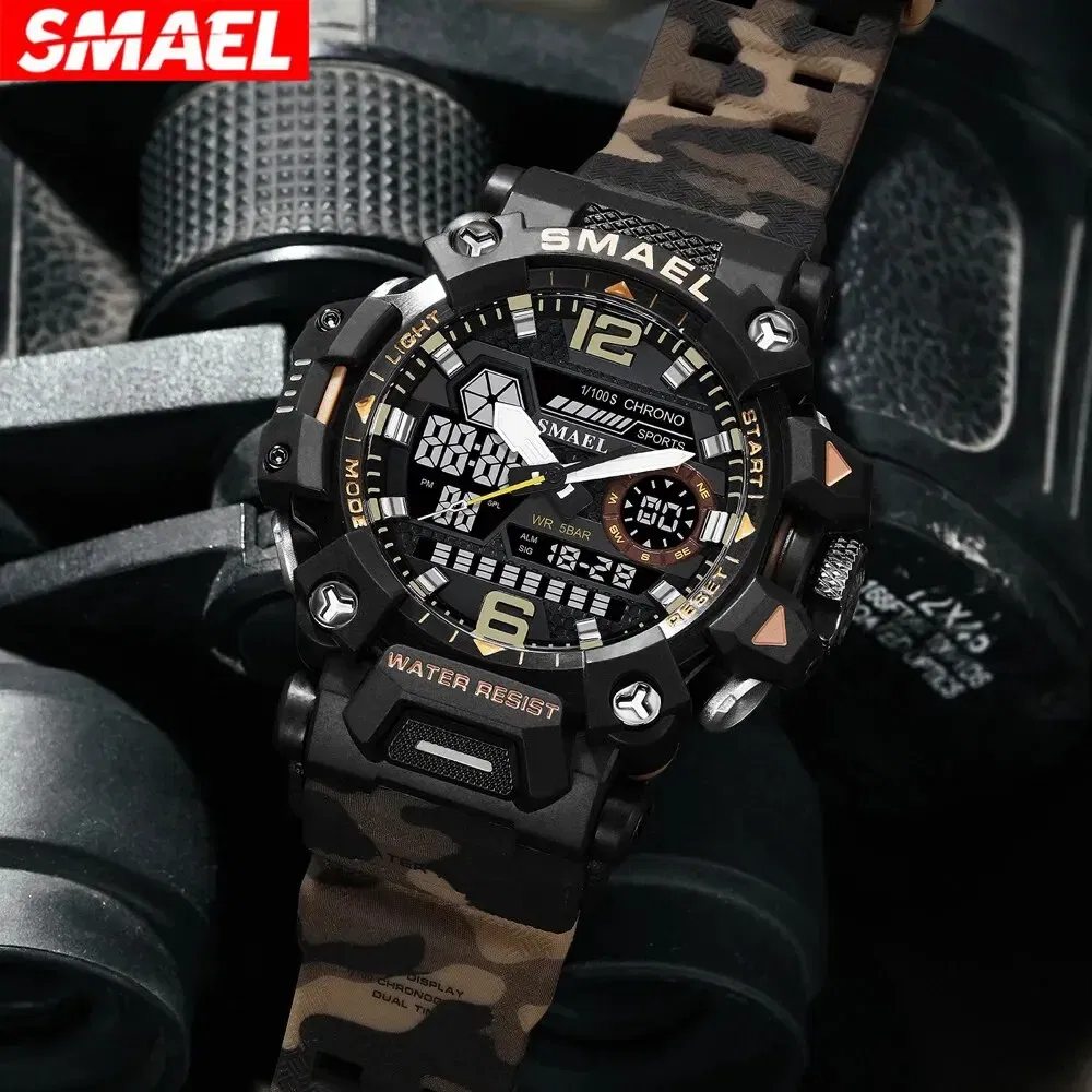 Color: Green - SMAEL New Style 8072MC Digtal Quartz Watch Waterproof Double Display Dial For Men Watch