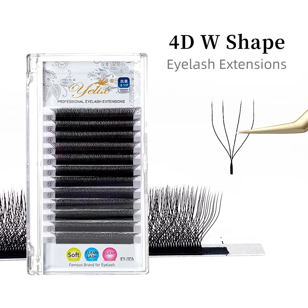 Color: Brushed Chrome, Curl: CC, Thickness: 0.07mm, Length: 11mm - Yelix Cilios 5D W Shape Eyelash Extensions 4D/6D Premade Volume Fans Natural Soft Automatic Flowering Lash Makeup Supplies