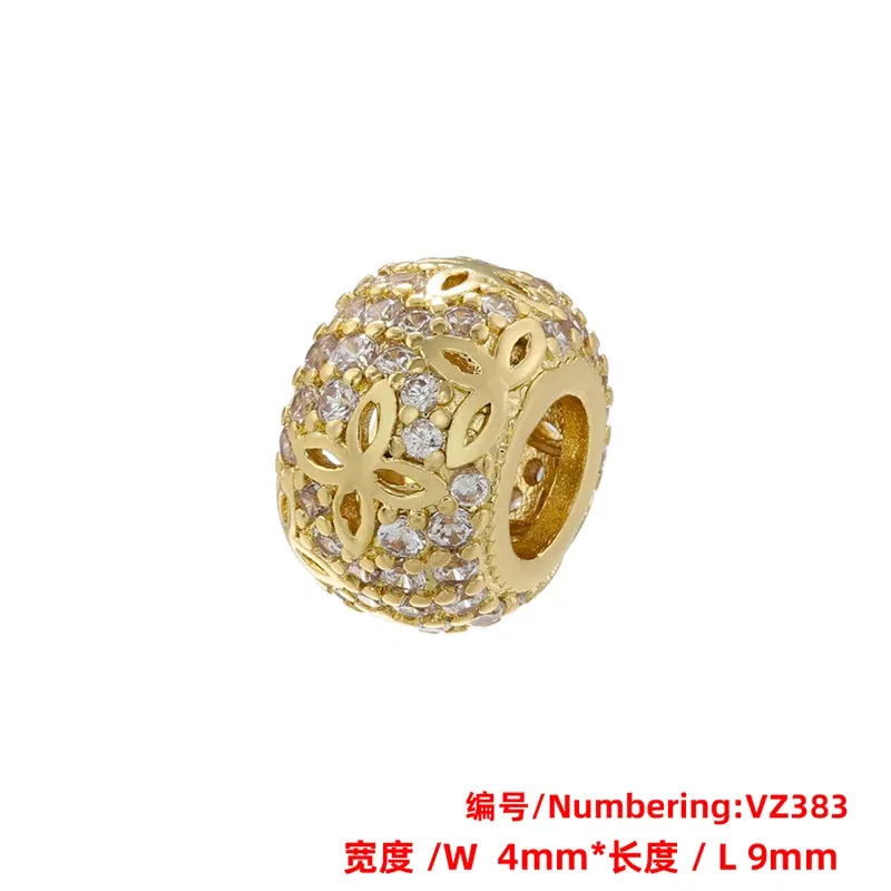 Color: Blue - ZHUKOU Brass flowers beads for jewelry making Cubic zirconia diy handmade Bracelets jewelry making beads Jewelry materials VZ380