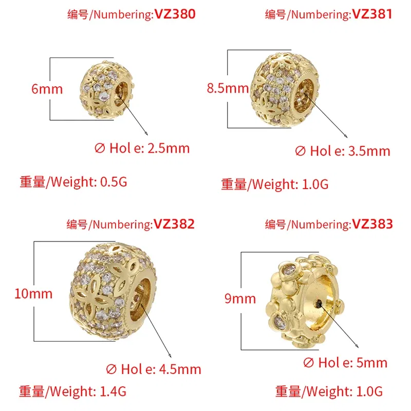 Color: Blue - ZHUKOU Brass flowers beads for jewelry making Cubic zirconia diy handmade Bracelets jewelry making beads Jewelry materials VZ380