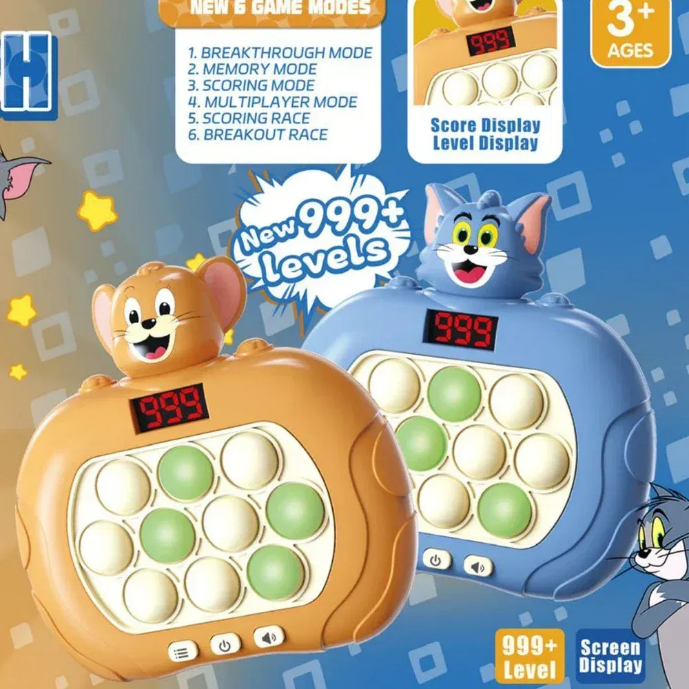 Color: light yellow - 999 Level Electronic Pop Push Quick Push Game Console with LED Display Screen Suitable for Adult and Child Fidget Toy Christmas
