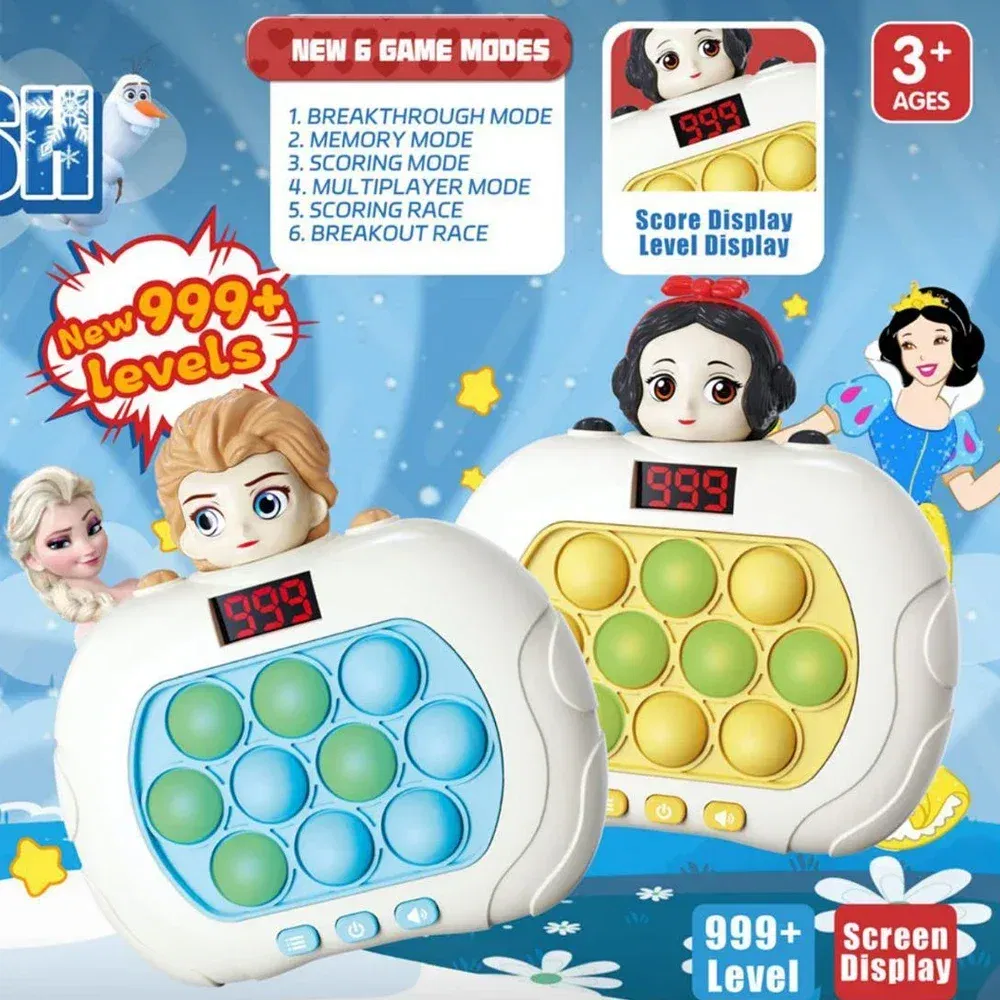 Color: light yellow - 999 Level Electronic Pop Push Quick Push Game Console with LED Display Screen Suitable for Adult and Child Fidget Toy Christmas
