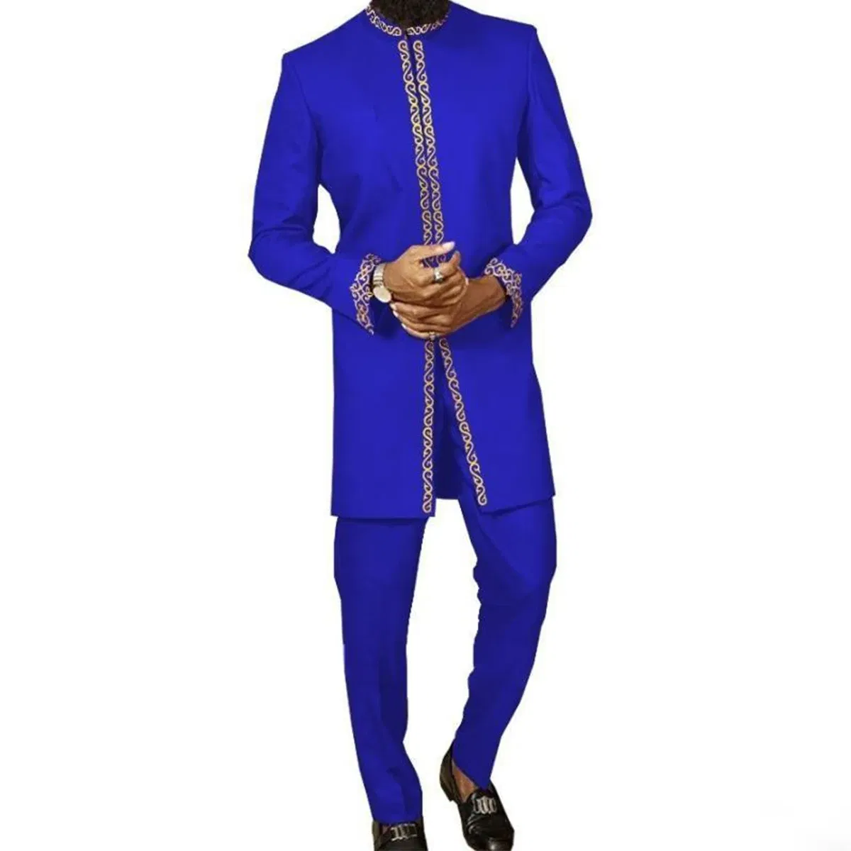 Color: Ivory, Size: XXXL - 2024 New African Traditional Men's Set Elegant and Fashionable Men's Suit Casual Embroidery Two Piece Set Men's Suit Kaftan