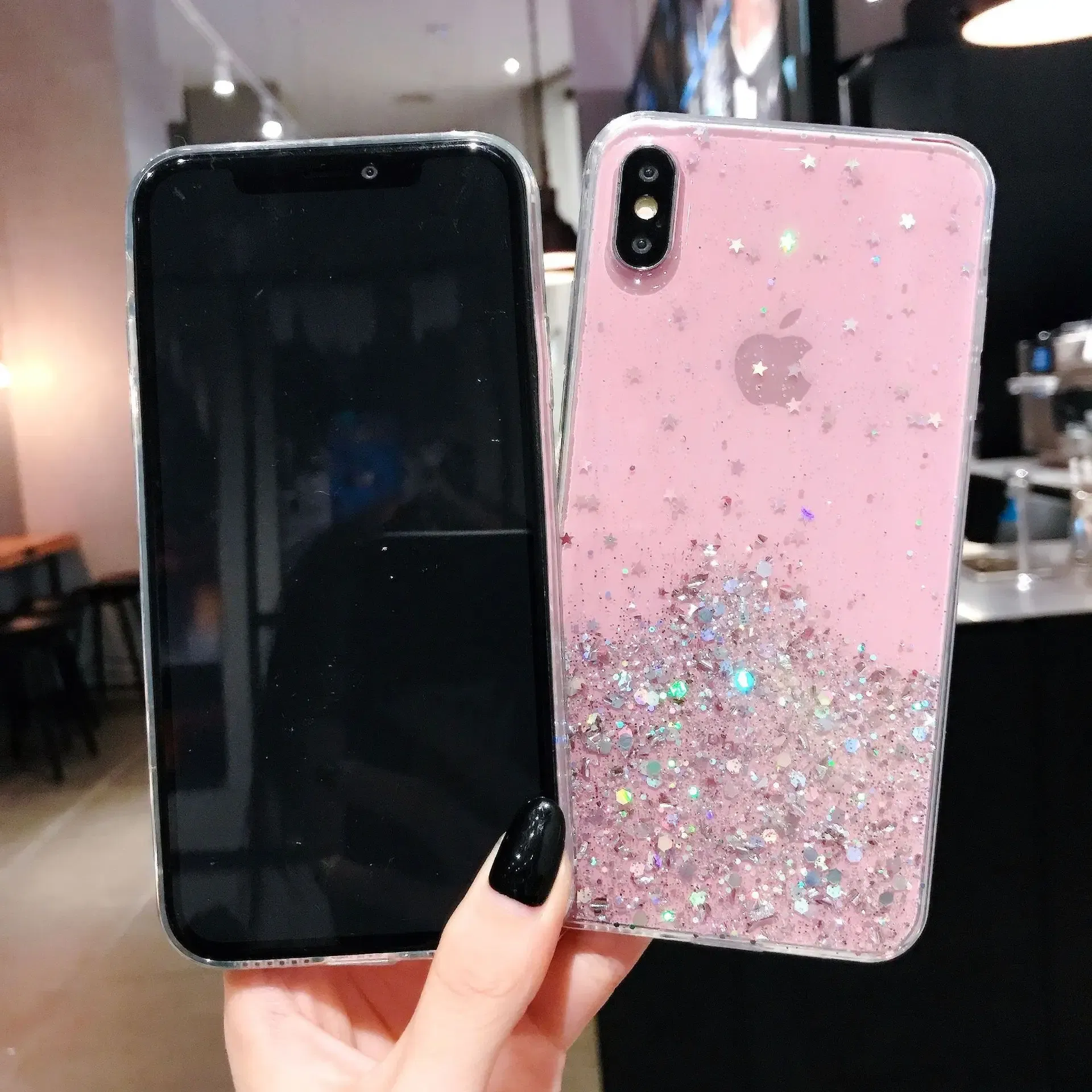 Color: green, Compatible-Phone Models: For iPhone 8 - 16 Pro Max, Epoxy Resin Case, iPhone 15 Case with Sequins, Epoxy Case, iPhone 14 Case, Glitter Girls Designs, 13 Pro Max, 15Pro