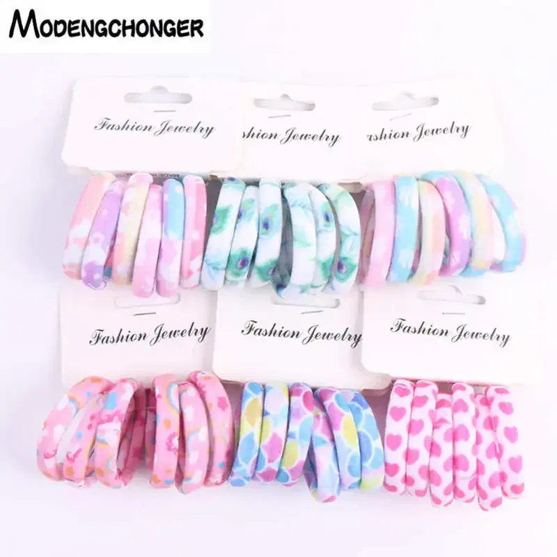 Color: Lavender, Ships From: CHINA - 6PCS/Sett Cute Girls Elastic Hair Bands Scrunchies Ponytail Holder Rubber Bands Hair Ties Sweet Kids Hair Rope Hair Accessories