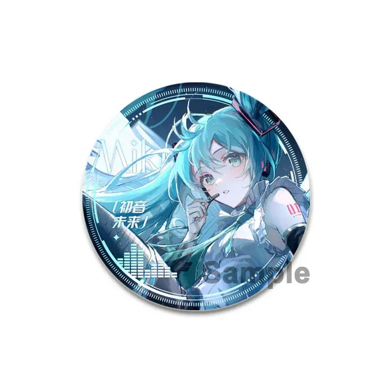 Color: light green, Size: L - 58/44/32mm Miku Anime Round Pins Cartoon Badges Cosplay Handmade Tinplate Brooch on Backpack Clothes Chest Ornament Gifts