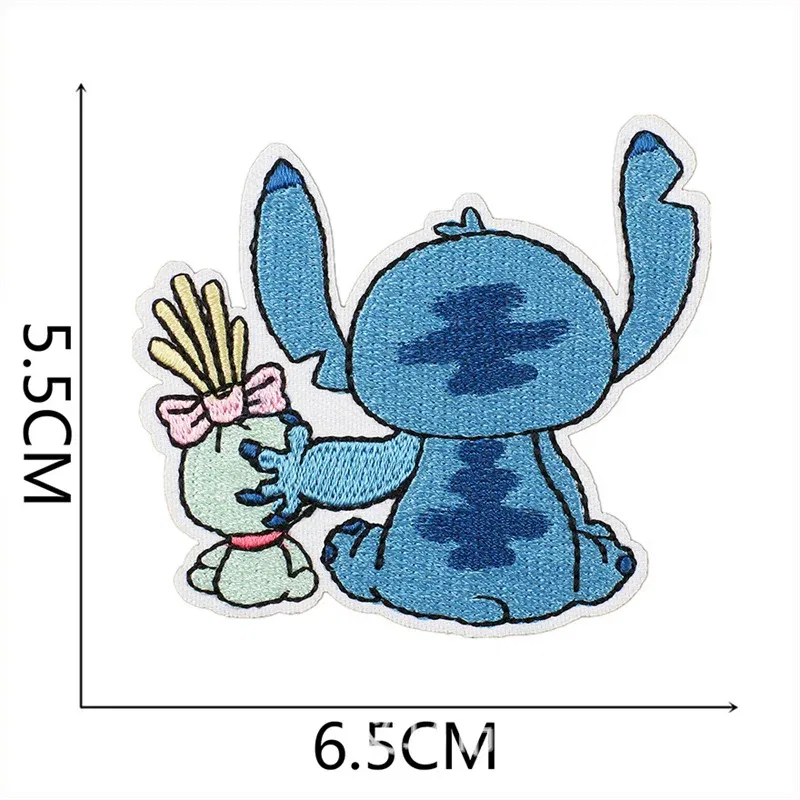 Color: DULL - 1pcs Lilo & Stitch Embroidery Cloth Stickers Disney Bags Clothes DIY Accessories Kids Pants Hole Repair Iron On Patch Applique