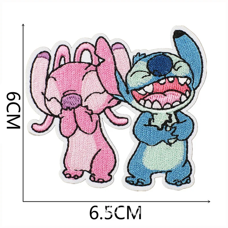 Color: DULL - 1pcs Lilo & Stitch Embroidery Cloth Stickers Disney Bags Clothes DIY Accessories Kids Pants Hole Repair Iron On Patch Applique