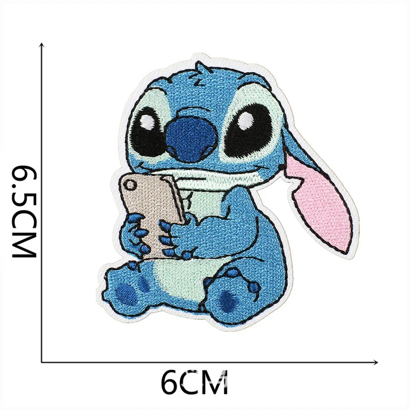 Color: DULL - 1pcs Lilo & Stitch Embroidery Cloth Stickers Disney Bags Clothes DIY Accessories Kids Pants Hole Repair Iron On Patch Applique