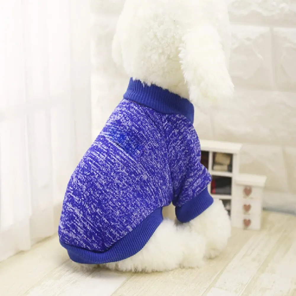 Size: M, Color: Blue - Dog Warm Clothes Spring Autumn Winter Cute Fashion Jacket Round Neck Sweater Pet Supplies Teddy Dog Cat Clothing Pet Accessories