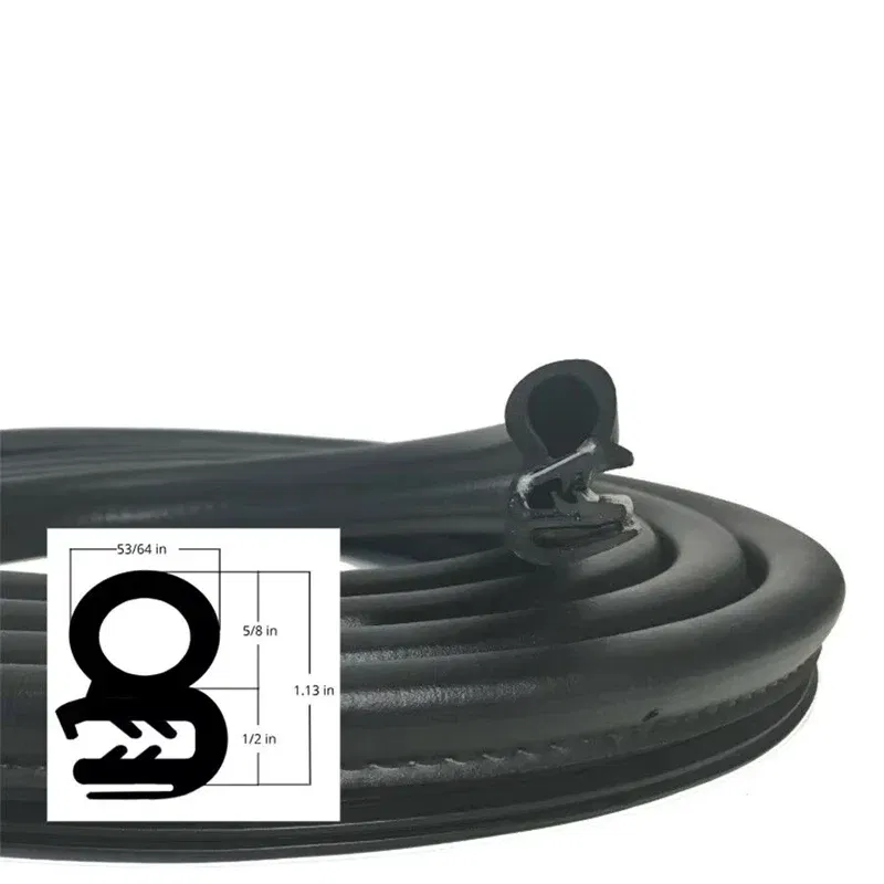 Color: black - Car Door Rubber Seal Weatherstrip Steel Belt Weatherstripping Soundproof Waterproof Seal Kit Strip Rubber Seal Edge Trim