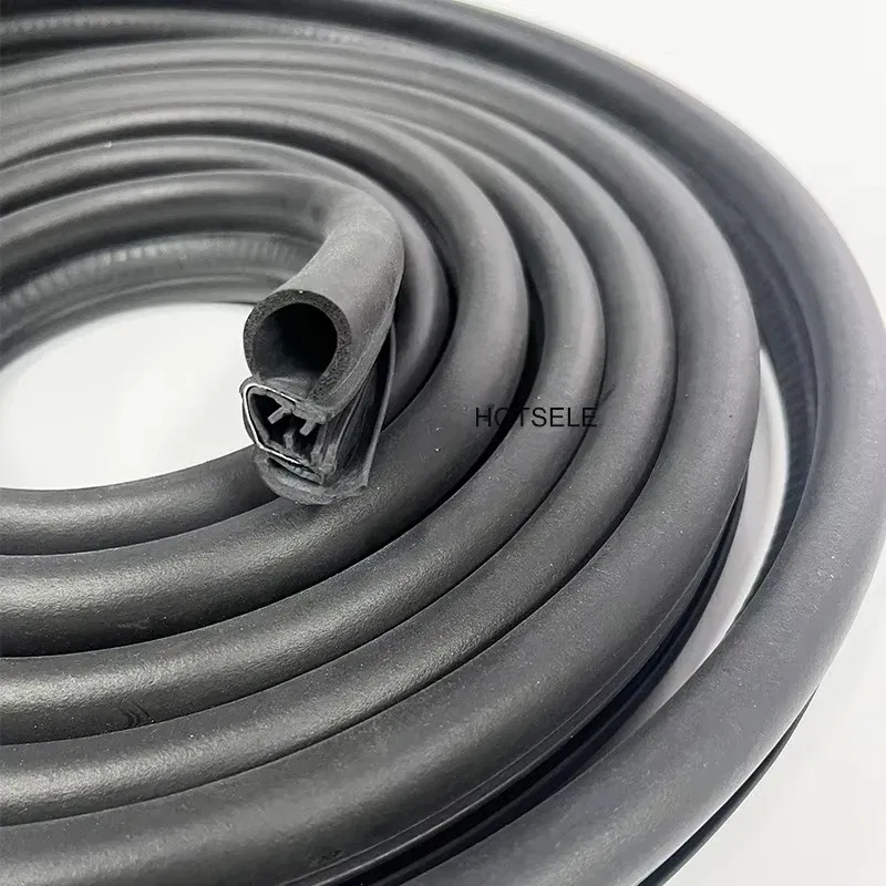 Color: black - Car Door Rubber Seal Weatherstrip Steel Belt Weatherstripping Soundproof Waterproof Seal Kit Strip Rubber Seal Edge Trim