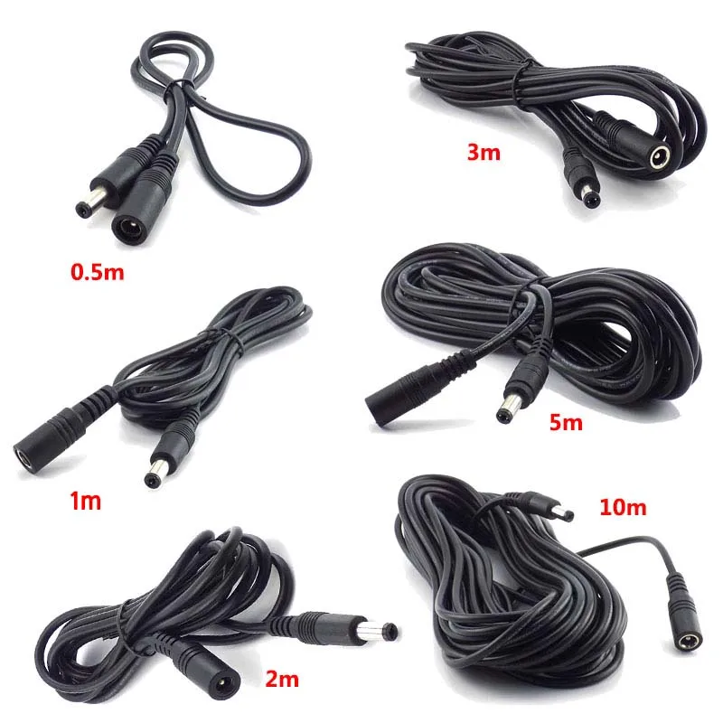 Color: Red - DC 12V Extension Power Cable 2.1mm*5.5mm Male To Female Connect Wire White Black 0.5m 1m 2m 3m 5m 10m For LED Light CCTV Camera