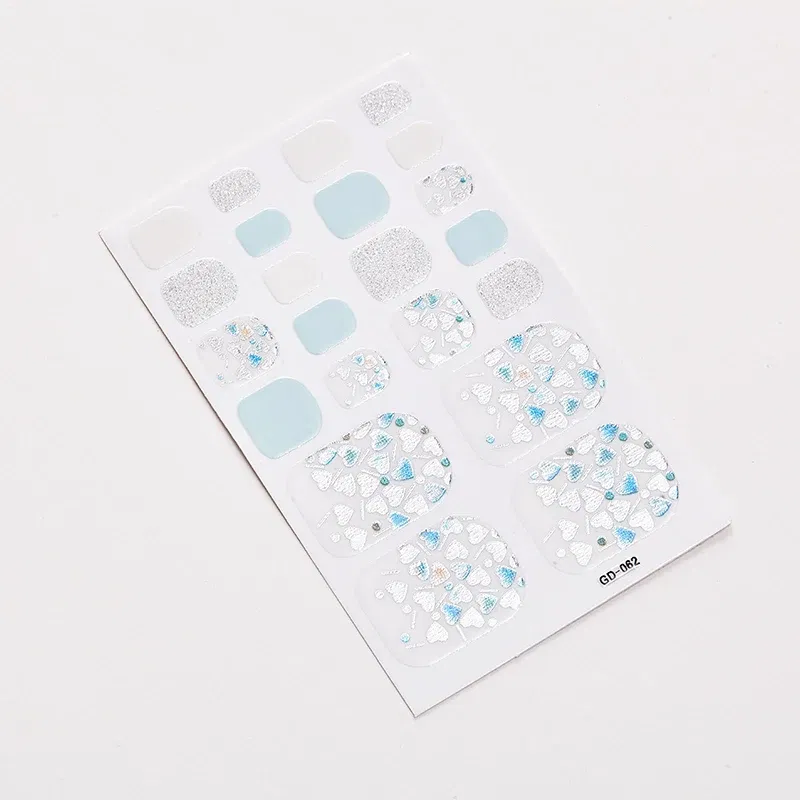 Color: apple green - 22 Tips/Sheet Women Salon Nail Wraps DIY Self Adhesive Nail Sticker Decals Plain Stickers Nails Sticker Designer Designed