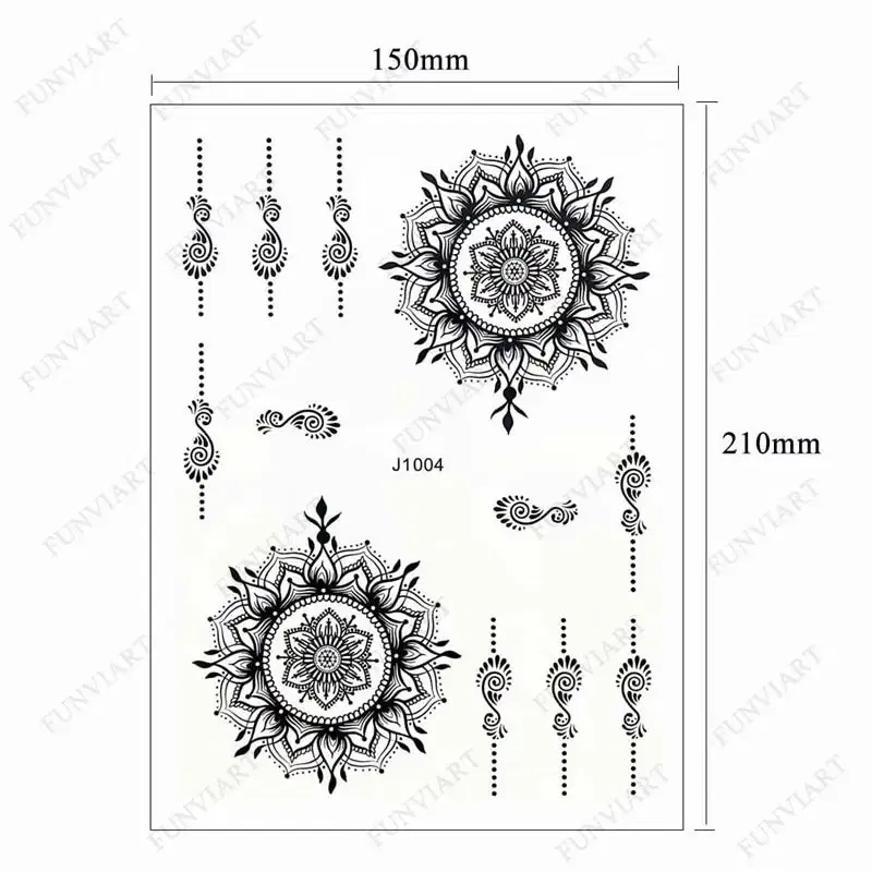 Color: CHERRY, Ships From: CHINA - Black Henna Temporary Tattoos for Women Lace Flower Mehndi Sticker for Hand Fake Henna Tattoo Sticker Body Art Hena Tatoo