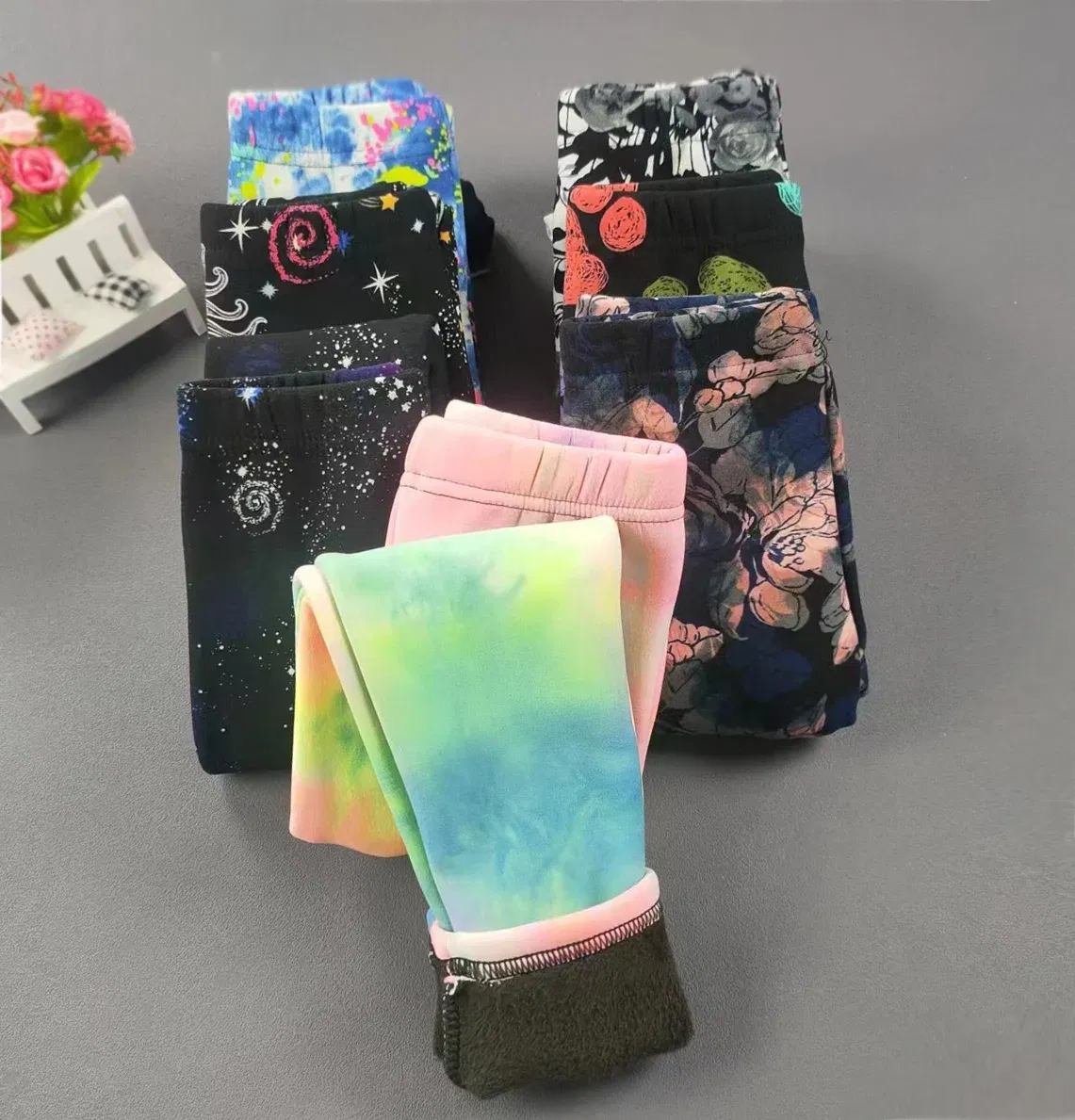 Color: Silver, Kid Size: 3T - 2-11Y Girls' Pants Autumn and Winter Slim Fit Warm Bottom Pants Thickened Velvet Printed Children's Pants Baby Casual Pants