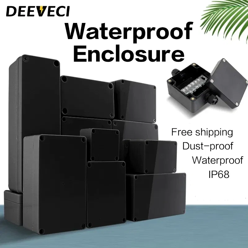 Color: Gold - Black Outdoor Waterproof Enclosure Plastic Box Electronic Project Instrument Case Electrical Project Box Junction Box Housing
