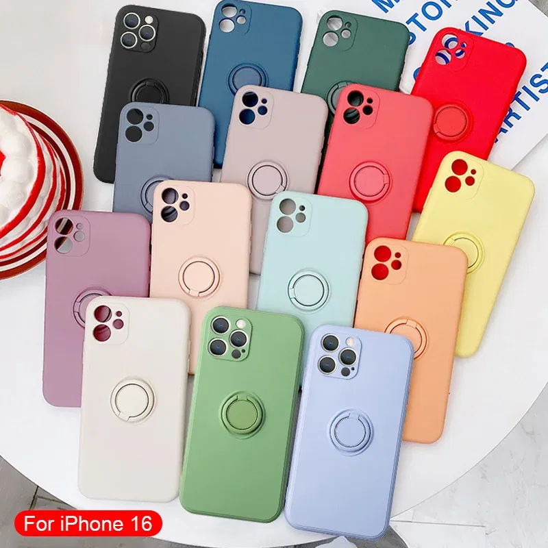 Color: Clear, Compatible-Phone Models: For iPhone 15, Ships From: CN - With Ring Holder Shockproof Case For IPhone 16 15 14 13 12 11 Pro Max Silicone TPU Soft Back Cover