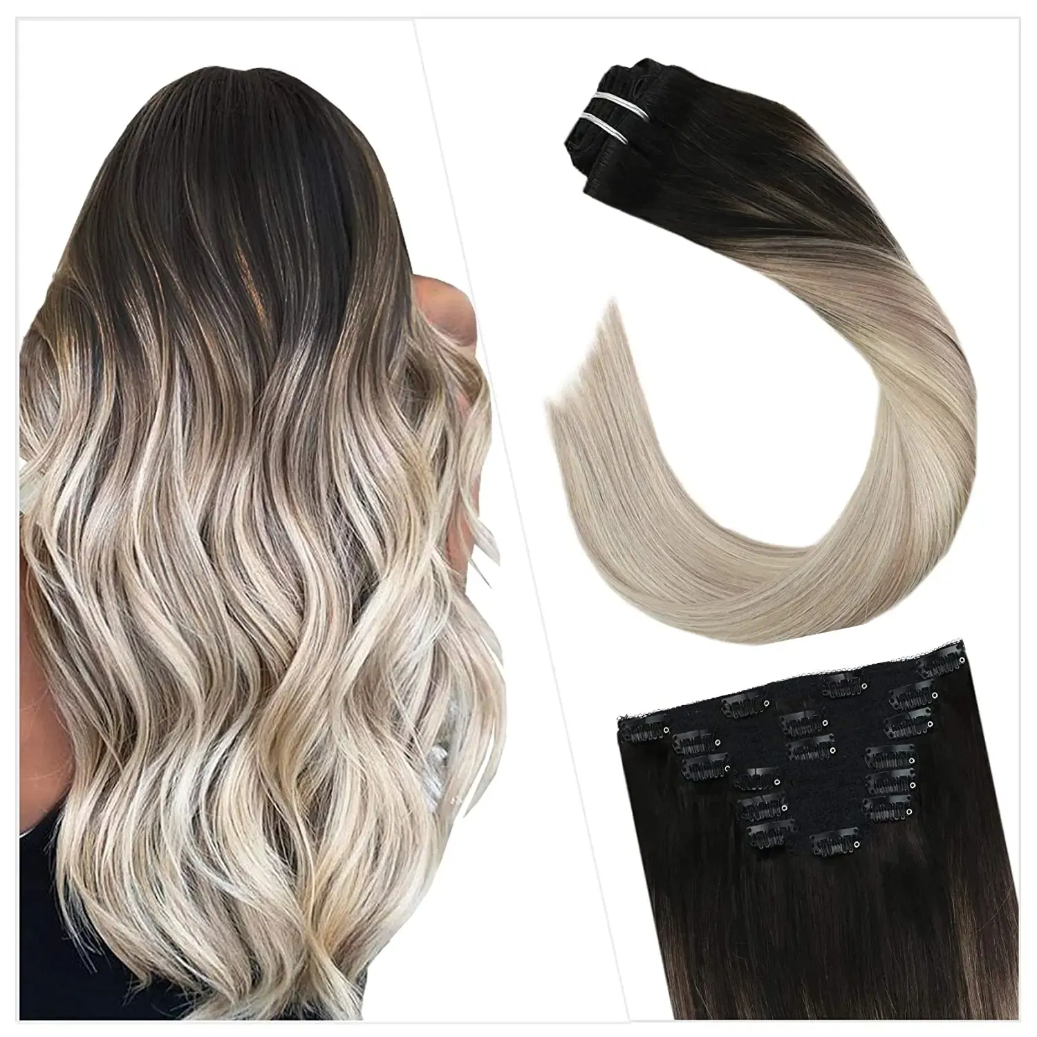 Color: T400/Burg, Length: 18 inches, Weight Per Package: 120g/Set - [16 Colors] Ugeat Clip in Hair Extensions Human Hair 14-22" Double Weft Remy Hair Full Head Clip in Extensions for Woman 7Pcs