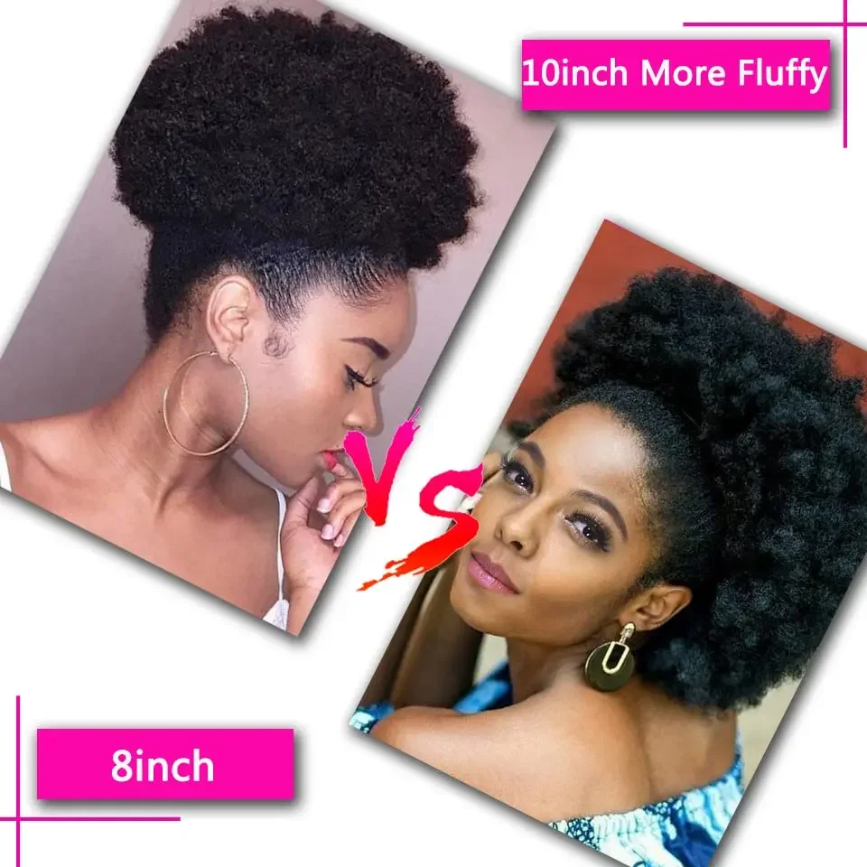 Color: P18/22 - Synthetic Big Afro Puff Drawstring Ponytail Extensions for Black Women 10Inch Kinky Curly Hair Bun Ponytail Wigs Daily Use
