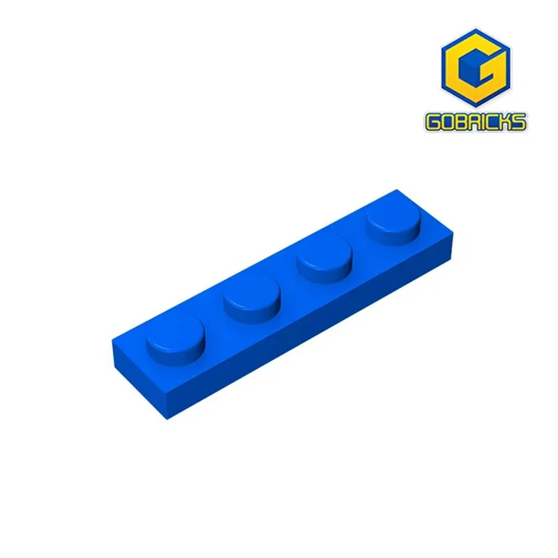 Color: NAVY - Gobricks 10PCS MOC Bricks Parts Plate 3710 1x4 Compatible Assembles Particles For Building Blocks DIY Bricks Educational Toys